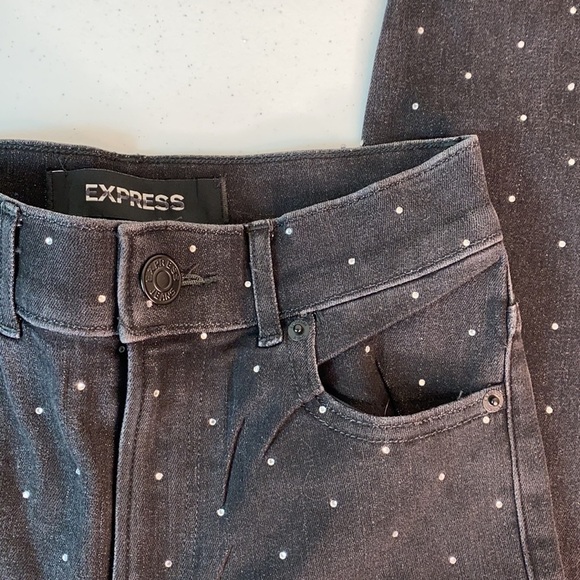 Express NWOT High Waisted Rhinestone Studded Jean - Picture 7 of 10